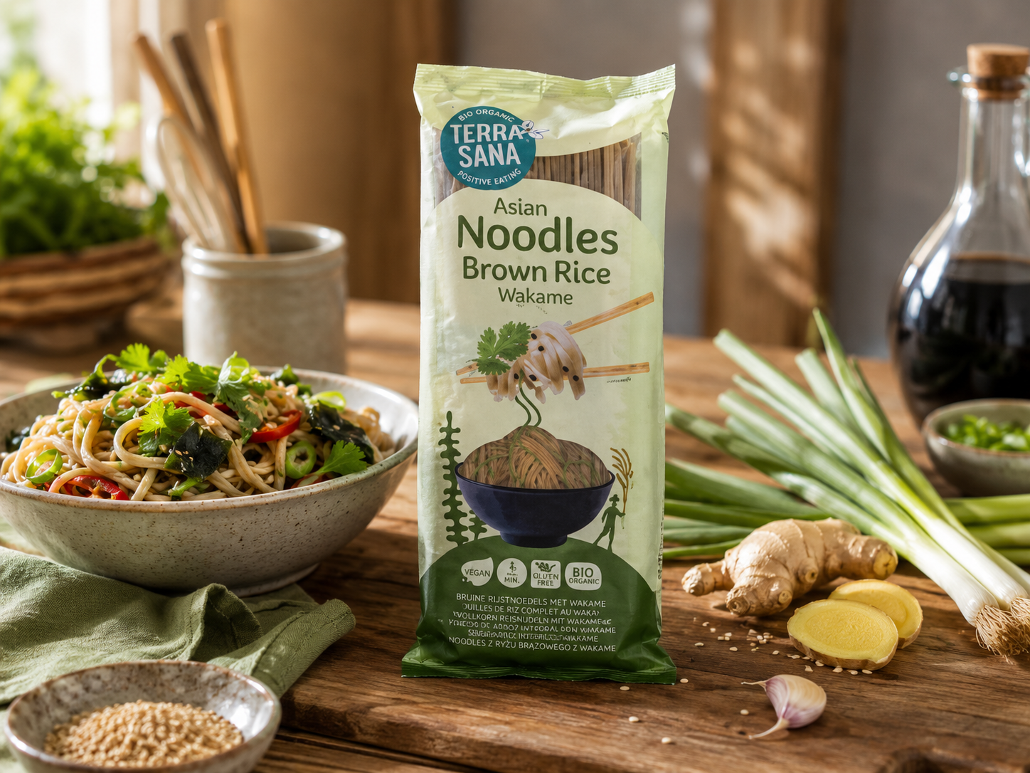 Bezlepkové těstoviny NUDLE rýžové Wakame BIO 250 g – TerraSana
